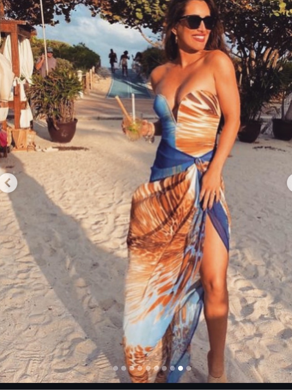 JLUXLABEL Strapless Blue and Brown Printed Maxi Dress - Picture 3 of 3